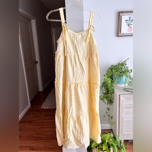 SADIE & SAGE Light Yellow Tiered Sleeveless Maxi Dress NWT